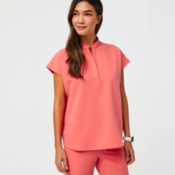 Figs Tops Figs Hot Coral Scrub Set Poshmark